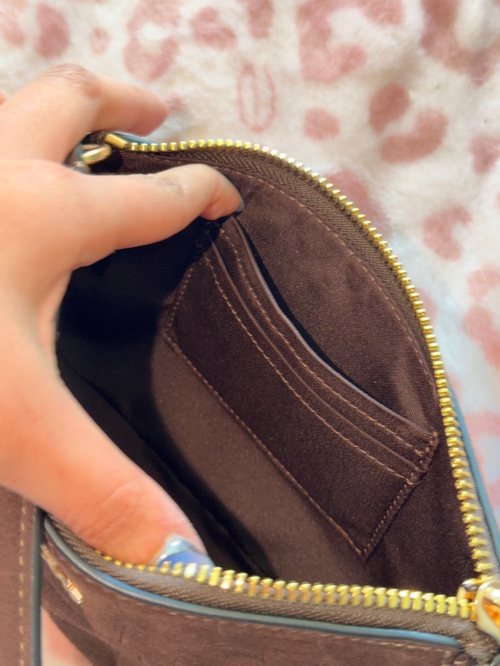 COACH Dark Brown Croc-Embossed Suede Nolita 19 with Gold Hardware - Picture 3 of 4